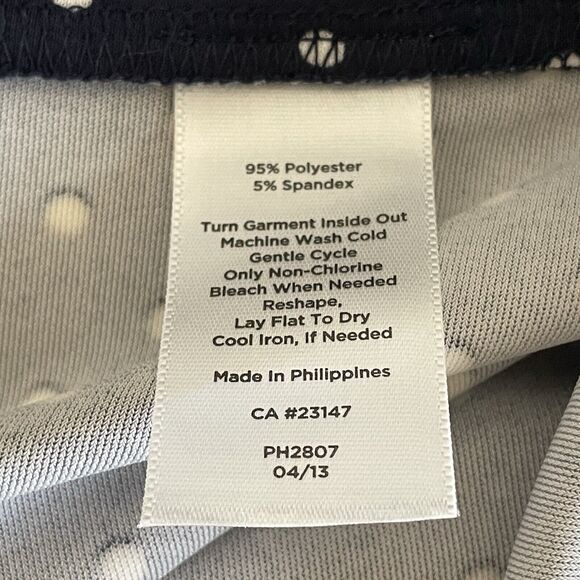 Talbots Slinky Knit A-line Skirt Size L Navy Blue Polka Dot Print 24” NEW - Picture 6 of 6